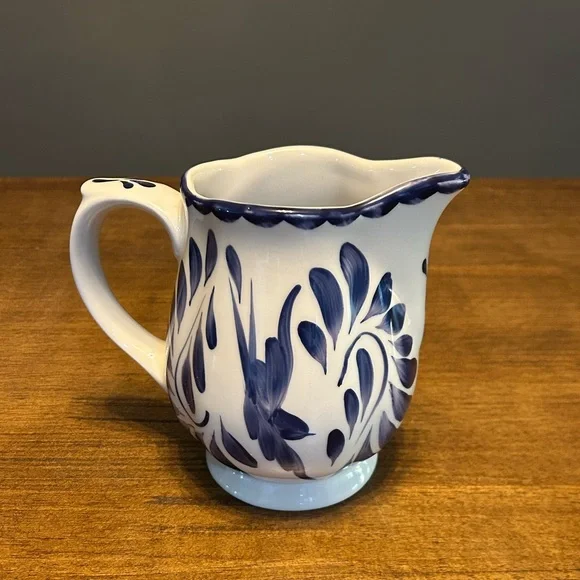 Pottery Barn Anfora Puebla Blue and White Porcelain Pitcher - Picture 4 of 8